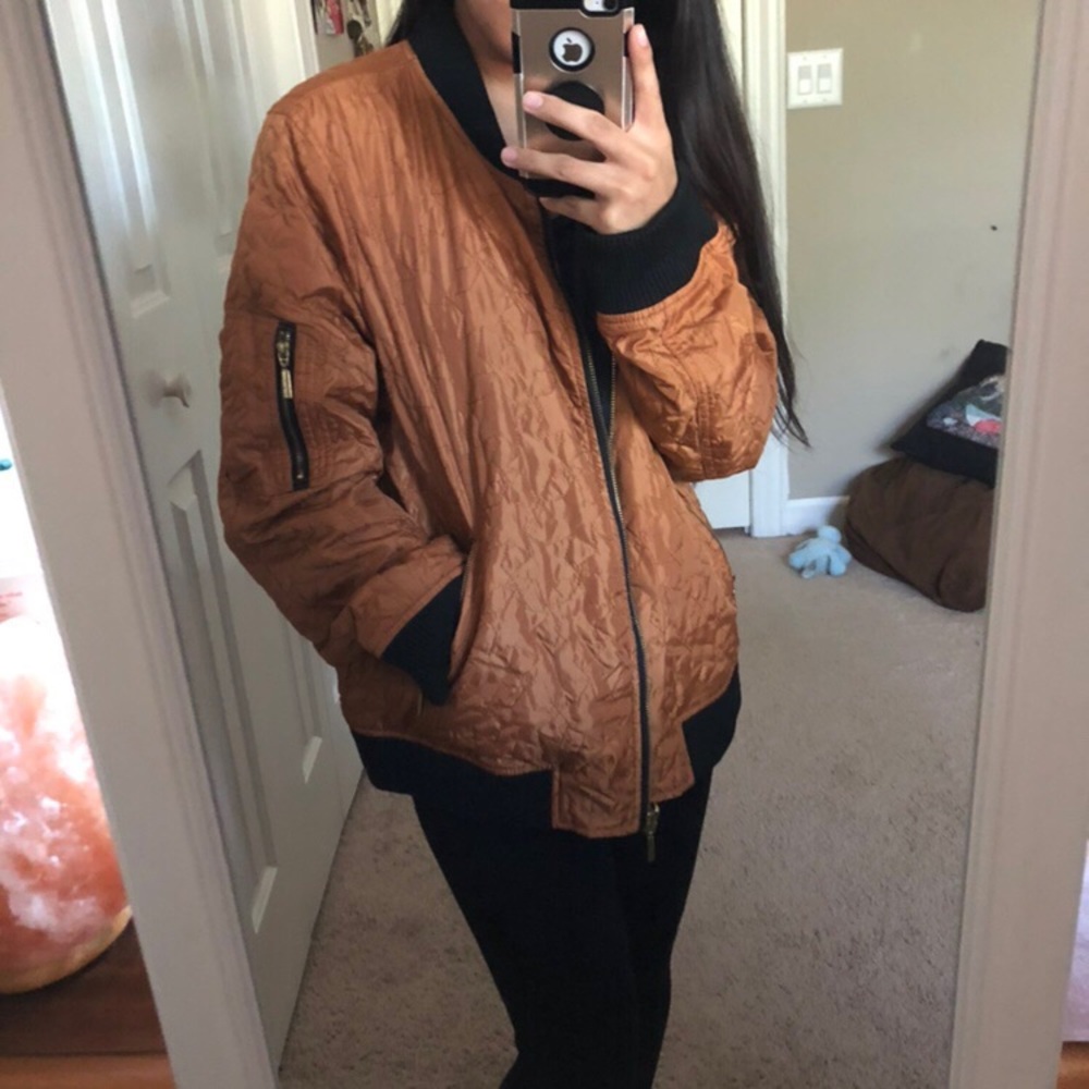 🍁 Light Brown Bomber Jacket